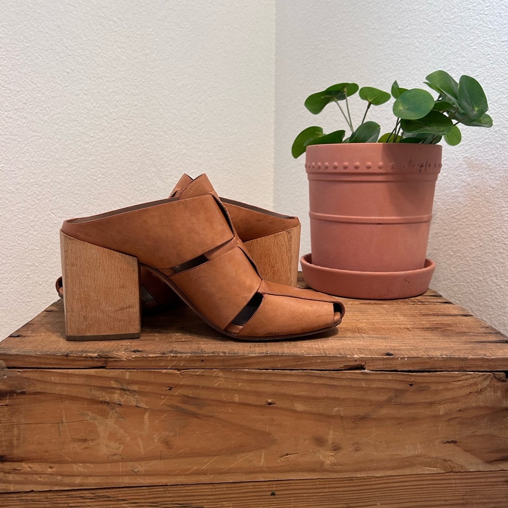 Donald Pliner Brown Block Heel Mules